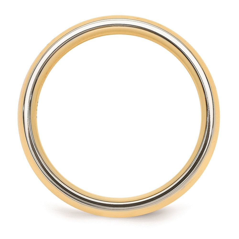 Solid 14K Yellow Gold Two-Tone 6mm Domed Size 8 Wedding Men's/Women's Wedding Band Ring