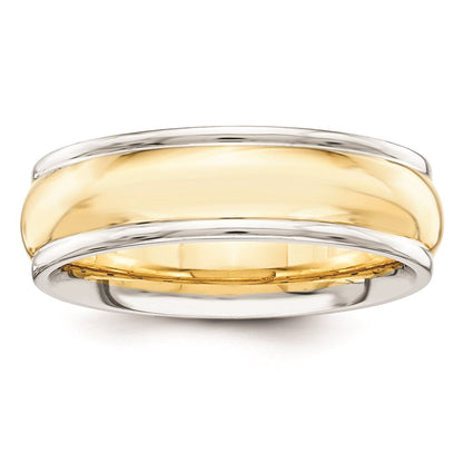Solid 14K Yellow Gold Two-Tone 6mm Domed Size 8 Wedding Men's/Women's Wedding Band Ring