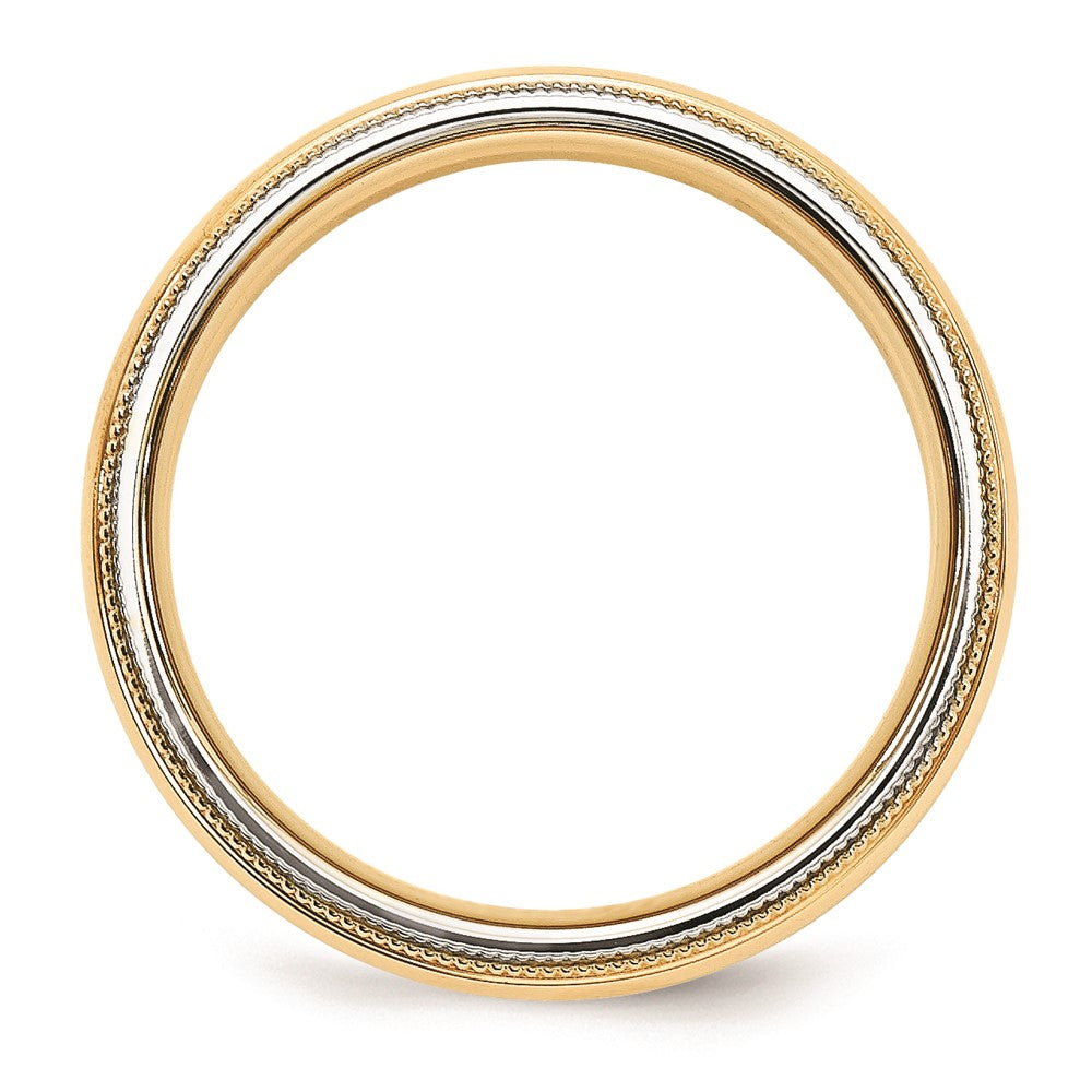 Solid 14K Yellow Gold Two-Tone 5mm Milgrained-Edged Size 6 Wedding Men's/Women's Wedding Band Ring