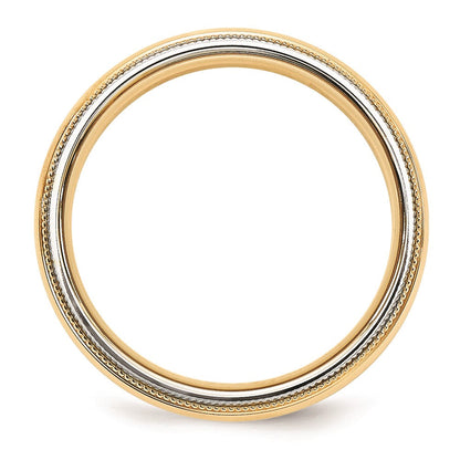 Solid 14K Yellow Gold Two-Tone 5mm Milgrained-Edged Size 6 Wedding Men's/Women's Wedding Band Ring