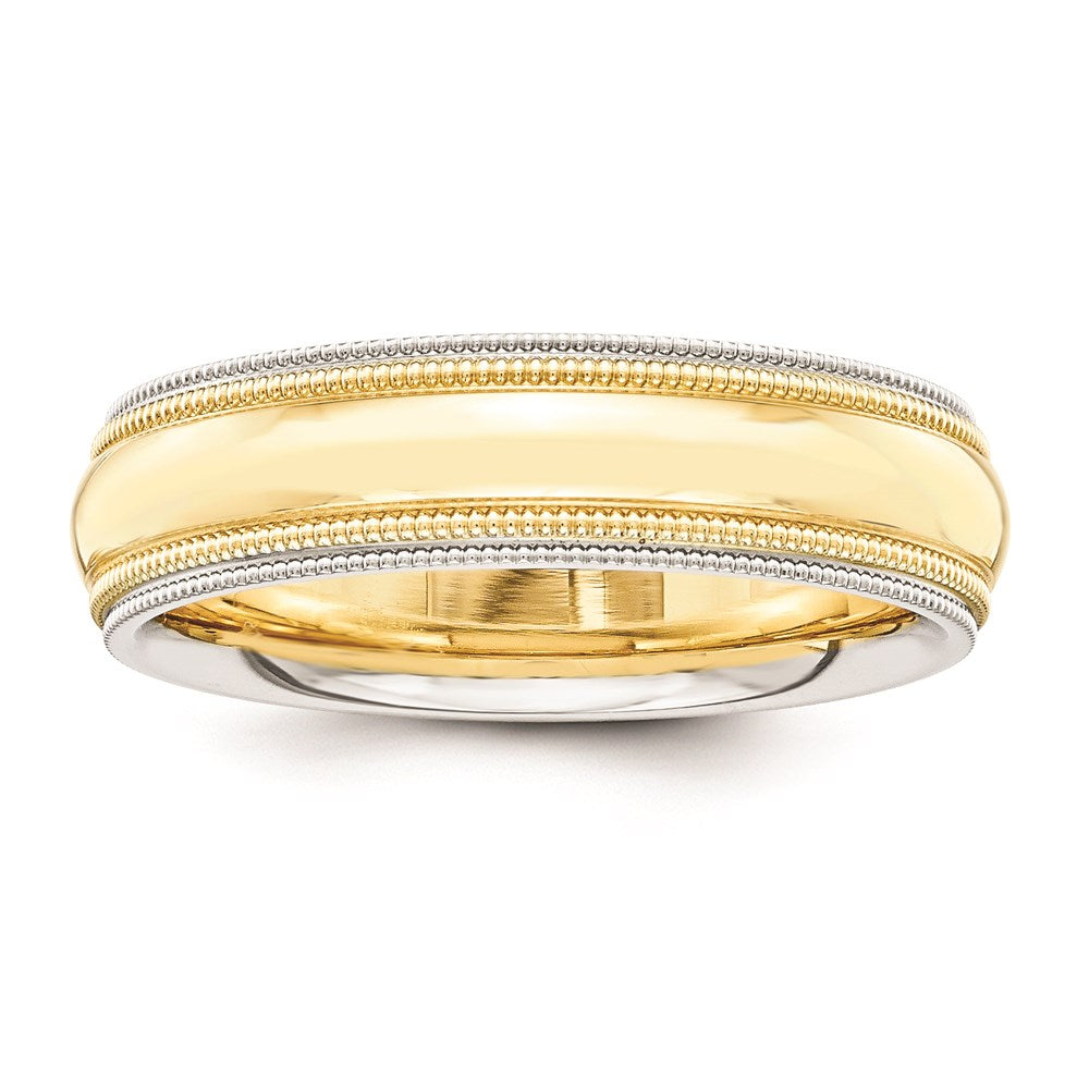 Solid 10K Yellow Gold Two-Tone 5mm Milgrained-Edged Size 8 Wedding Men's/Women's Wedding Band Ring