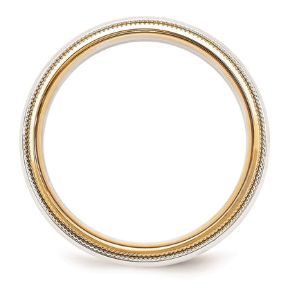 Solid 18K Yellow Gold Two-Tone 5.5mm Milgrained-Edged Size 9 Wedding Men's/Women's Wedding Band Ring