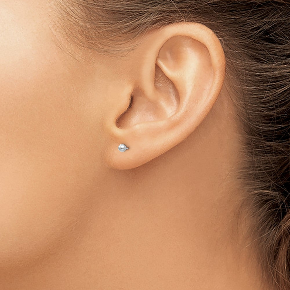 14K White Gold Polished 3mm Ball Post Earrings