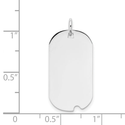 14k White Gold Plain Engravable Dog Tag w/Notch Disc