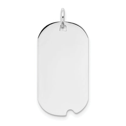 14k White Gold Plain Engravable Dog Tag w/Notch Disc