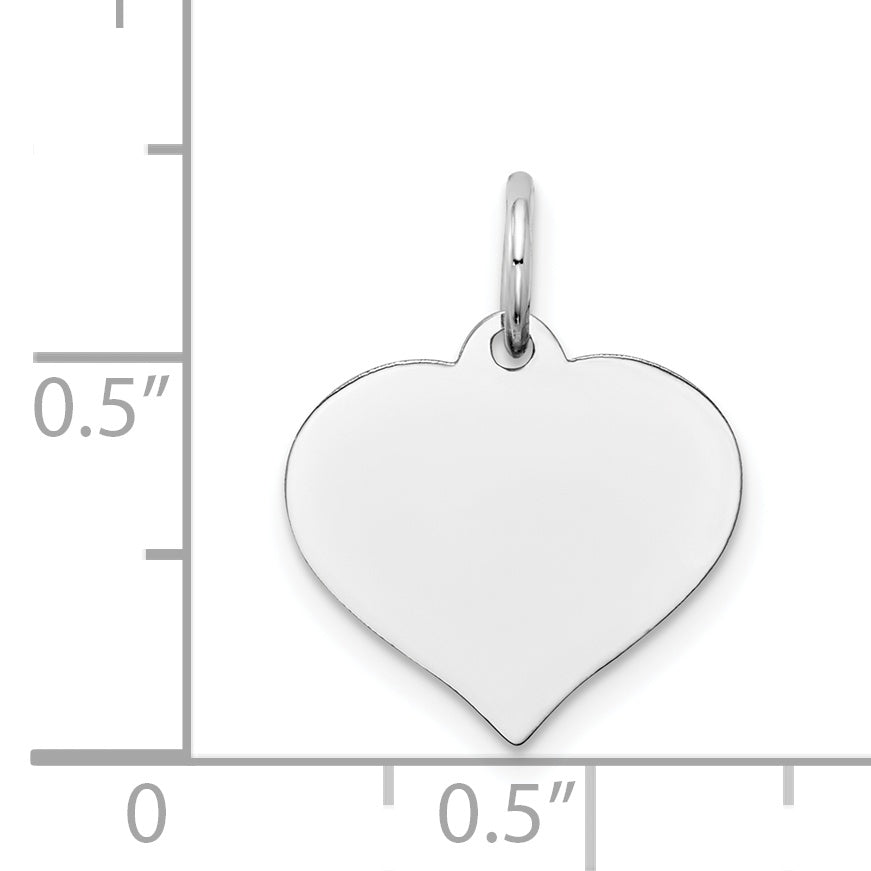 14k White Gold Heart Disc Charm