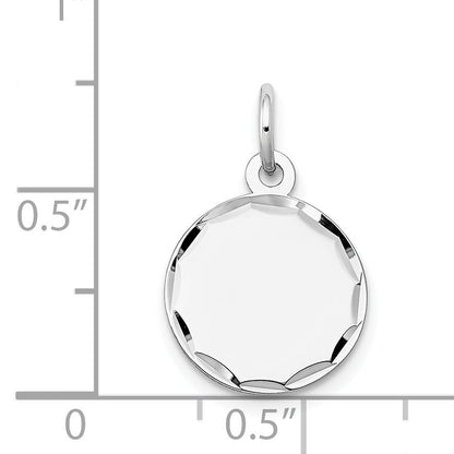 14k White Gold Etched Engraveable Round Disc Charm