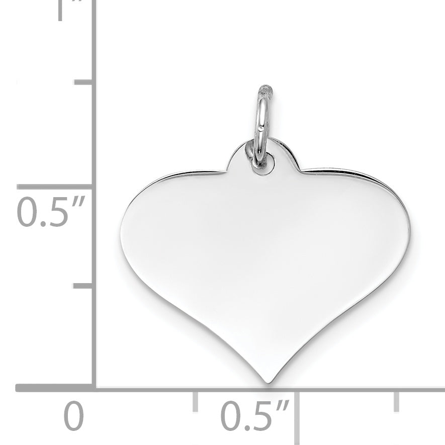 14k White Gold Plain Engraveable Heart Disc Charm