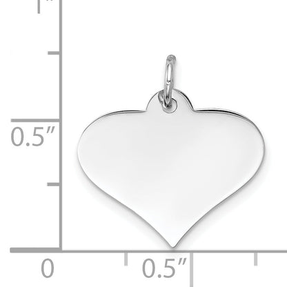 14k White Gold Plain Engraveable Heart Disc Charm