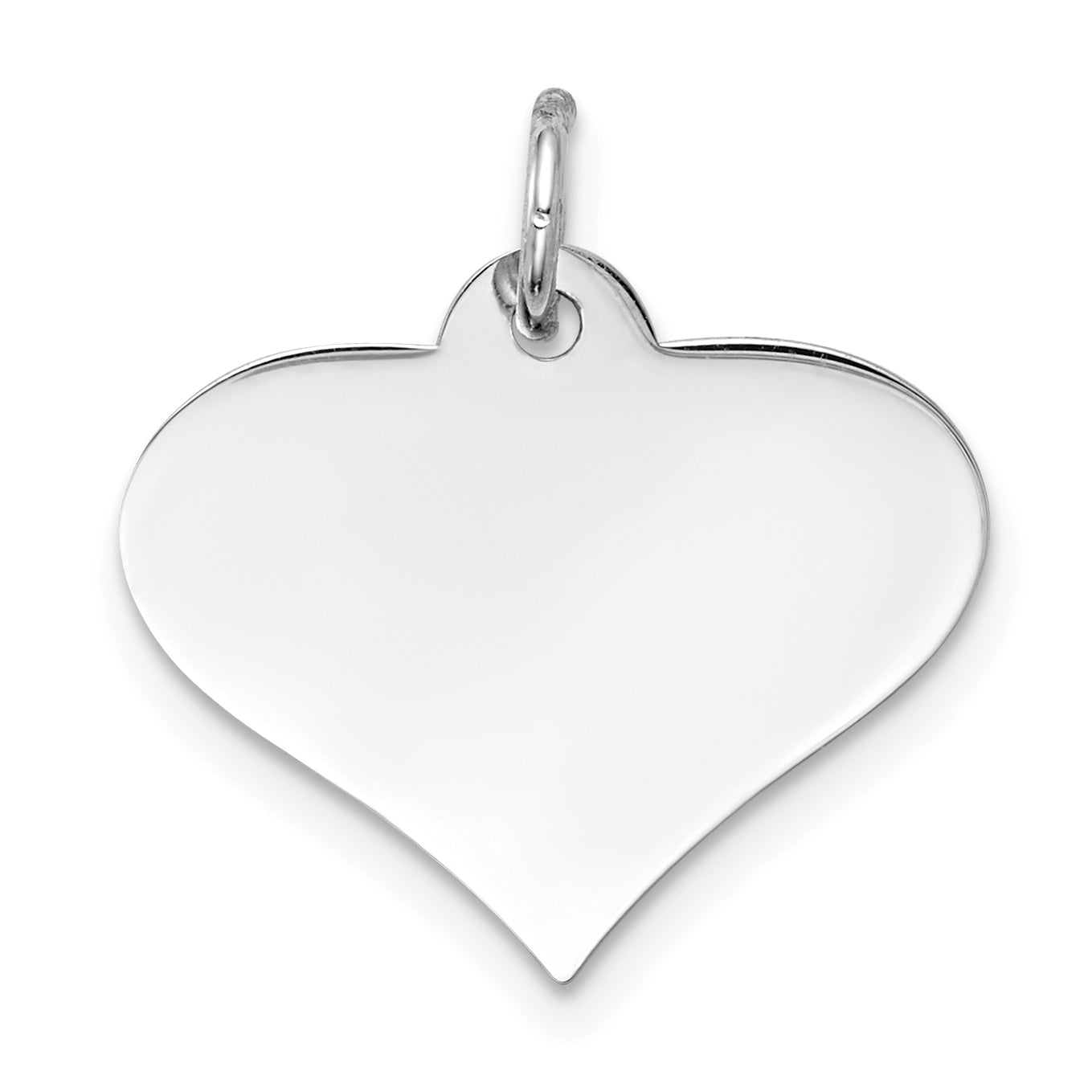 14k White Gold Plain Engraveable Heart Disc Charm