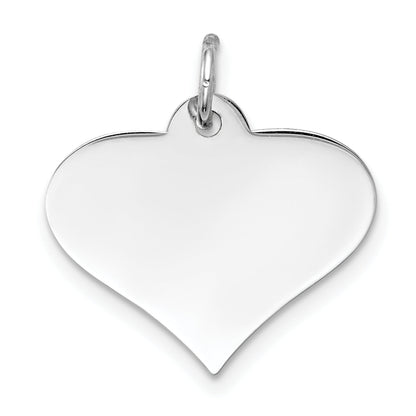 14k White Gold Plain Engraveable Heart Disc Charm