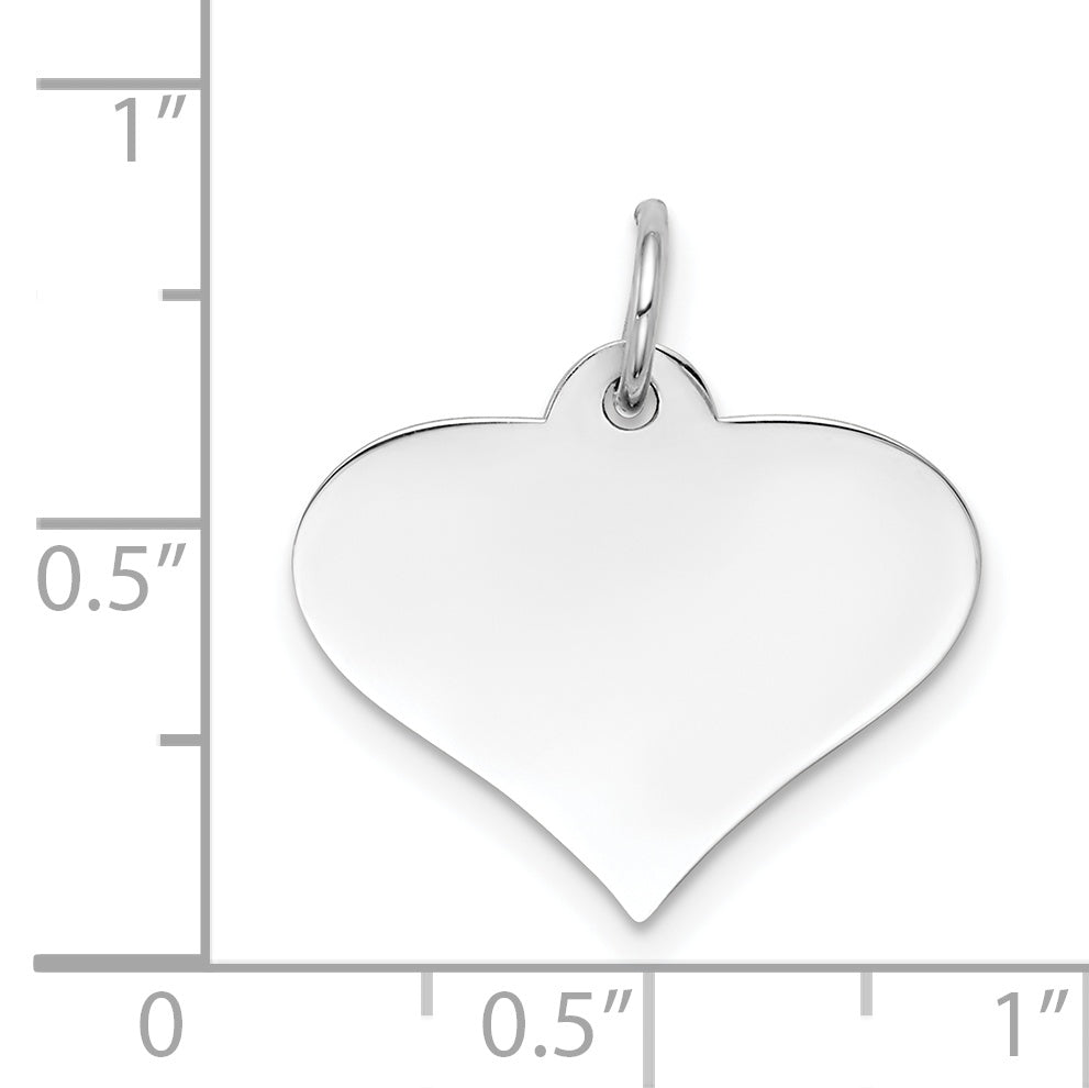 14k White Gold Plain Engraveable Heart Disc Charm