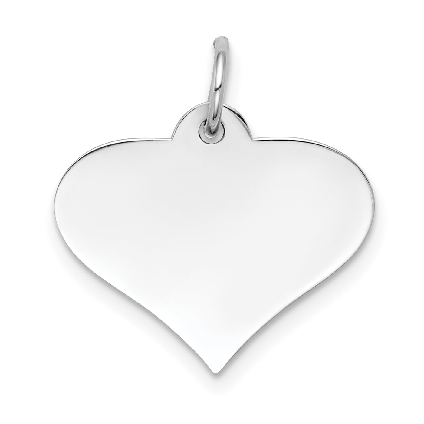14k White Gold Plain Engraveable Heart Disc Charm