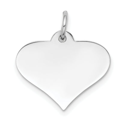 14k White Gold Plain Engraveable Heart Disc Charm