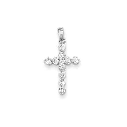 14k White Gold Diamond Cross Pendant