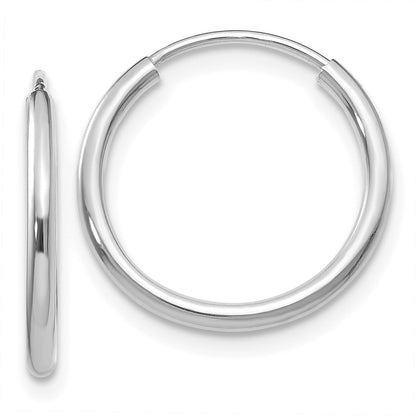 14K White Gold 1.5mm Polished Endless Hoop Earrings