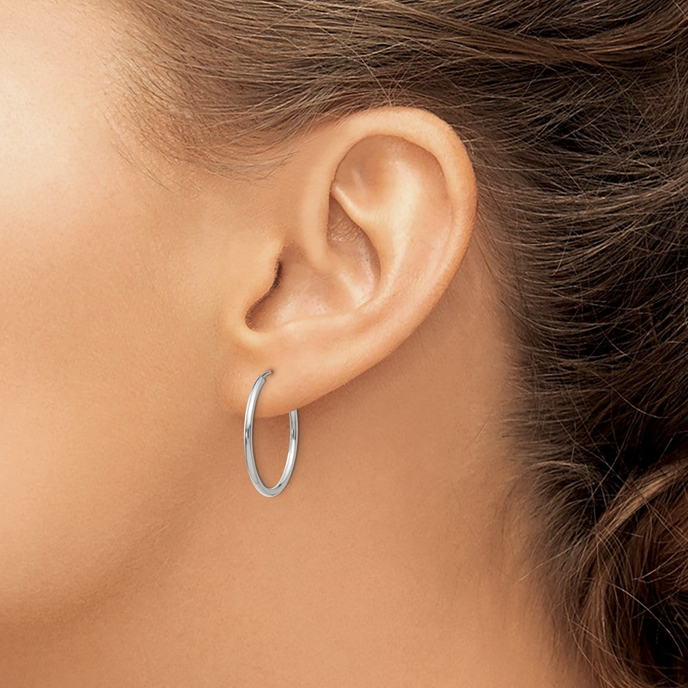 14K White Gold 1.5mm Polished Endless Hoop Earrings