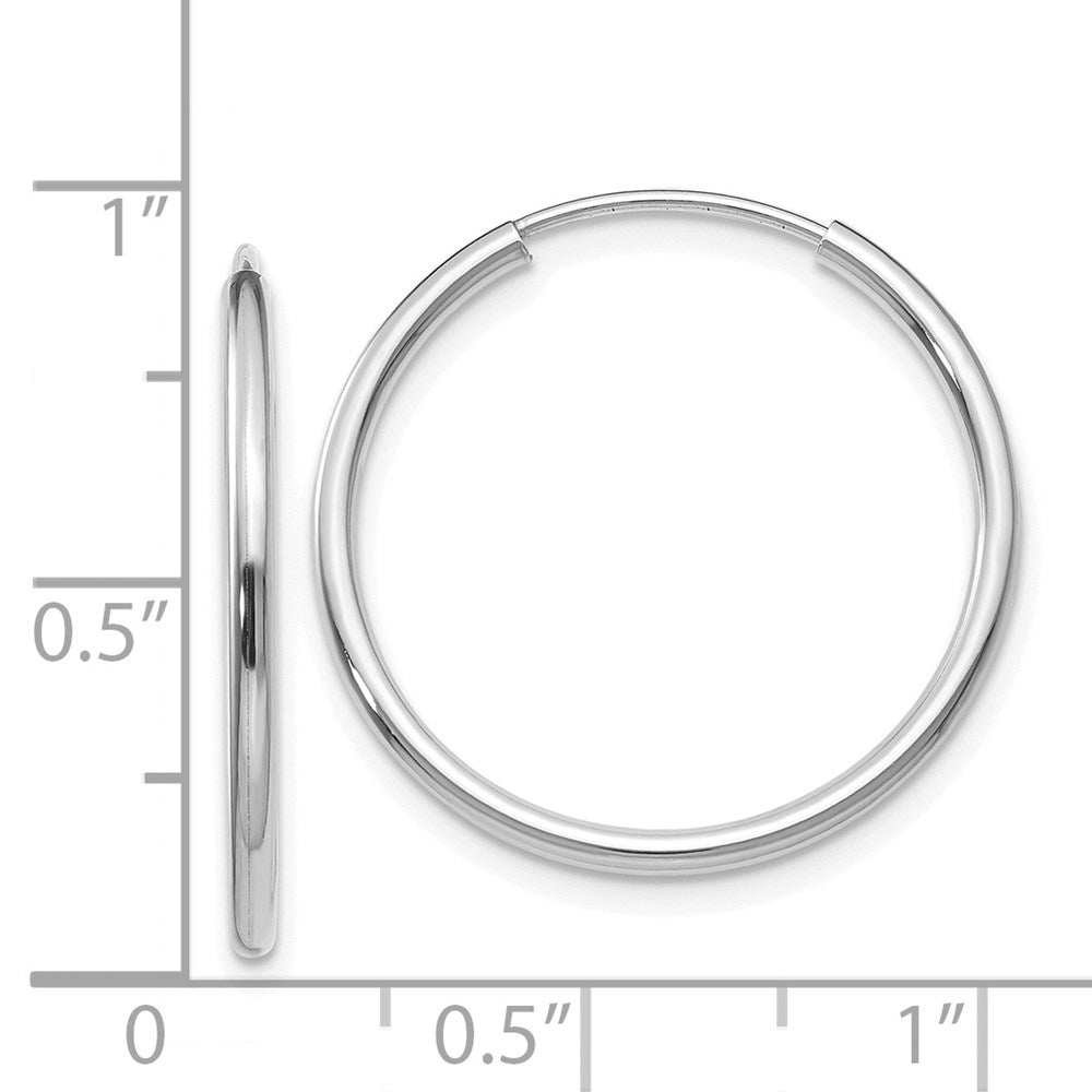 14K White Gold 1.5mm Polished Endless Hoop Earrings