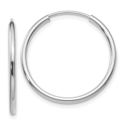 14K White Gold 1.5mm Polished Endless Hoop Earrings