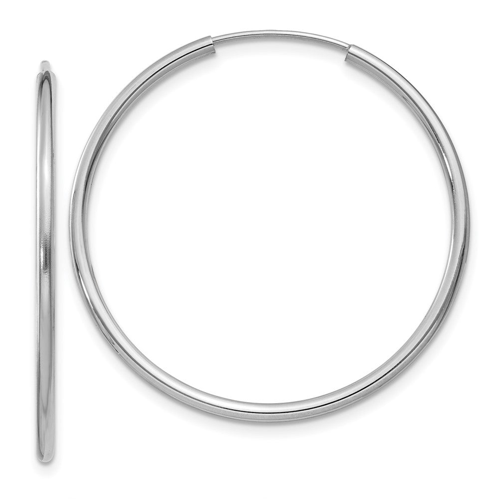 14K White Gold 1.5mm Polished Endless Hoop Earrings