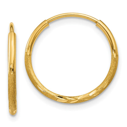 14K Yellow Gold 1.25mm Diamond Cut Endless Hoop Earring