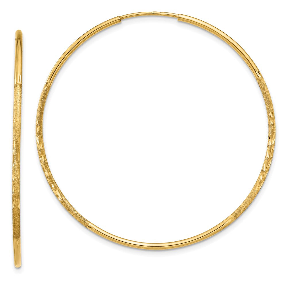 14K Yellow Gold 1.25mm Diamond Cut Endless Hoop Earring