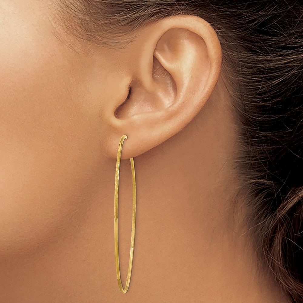 14K Yellow Gold 1.25mm Diamond Cut Endless Hoop Earring
