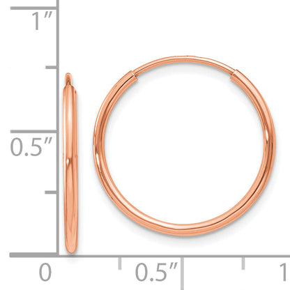 14K Rose Gold 1.2mm Polished Endless Hoop Earrings