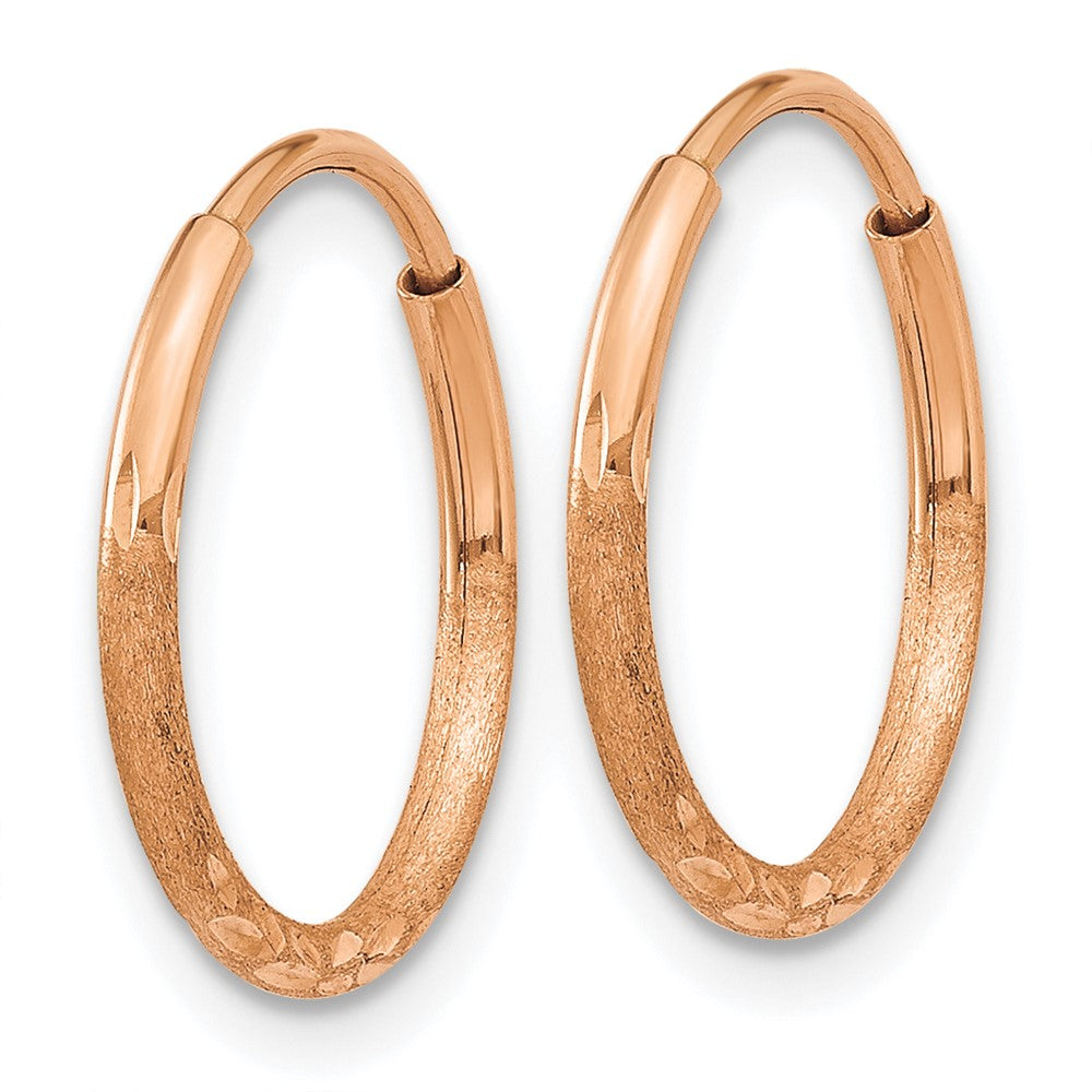 14K Rose Gold 1.25mm Diamond Cut Endless Hoop Earring
