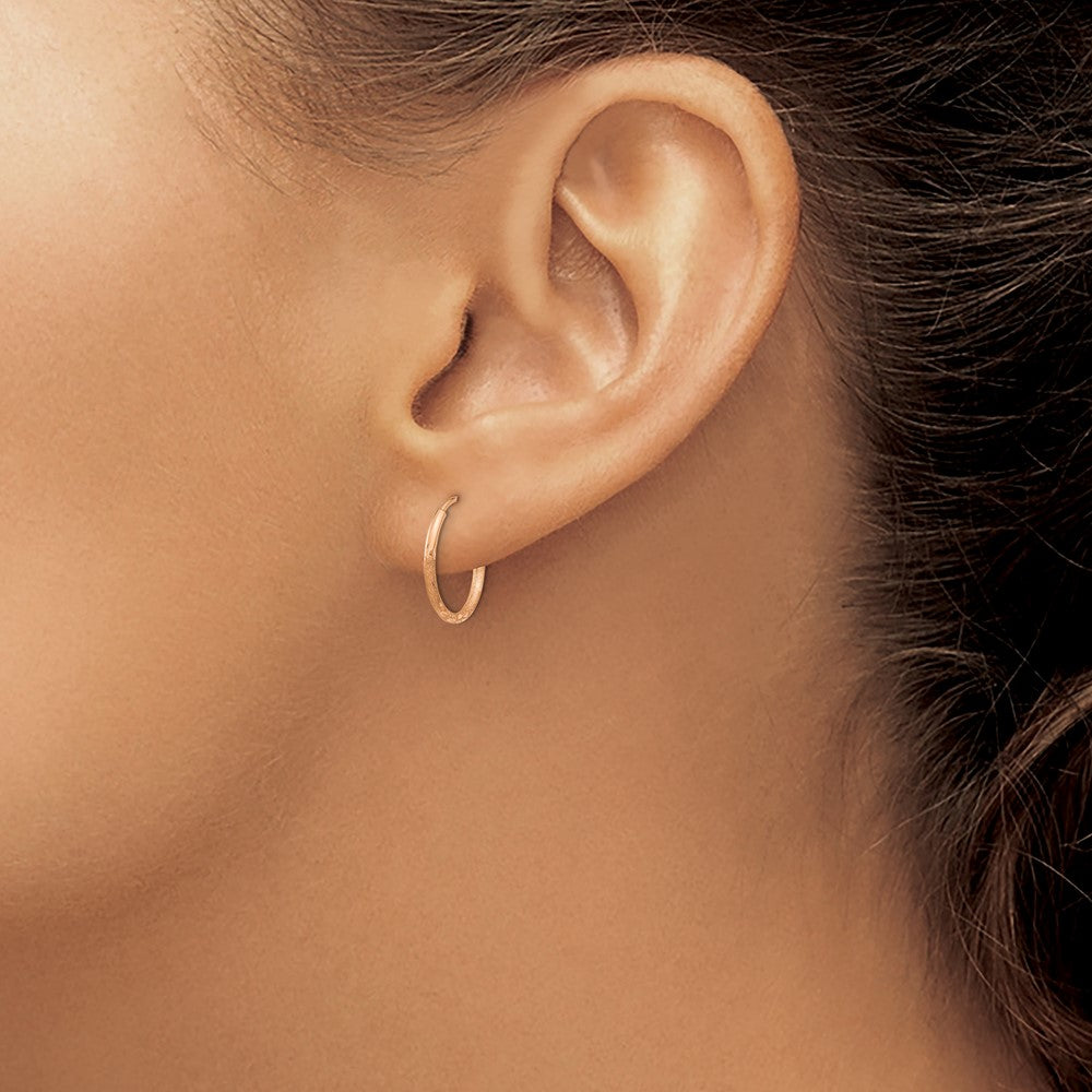 14K Rose Gold 1.25mm Diamond Cut Endless Hoop Earring