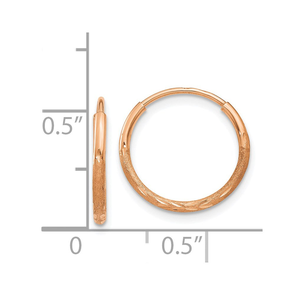 14K Rose Gold 1.25mm Diamond Cut Endless Hoop Earring