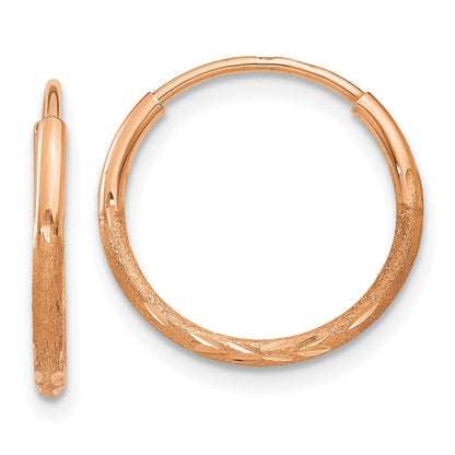 14K Rose Gold 1.25mm Diamond Cut Endless Hoop Earring