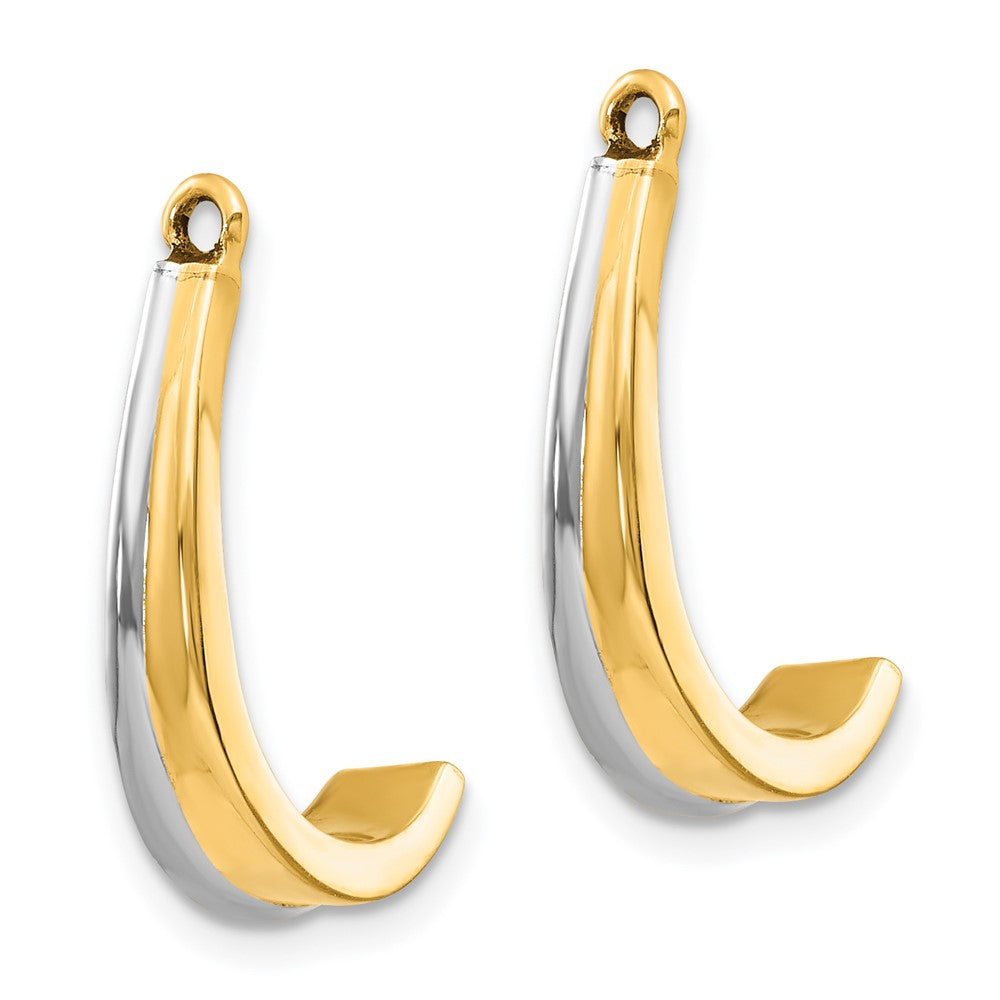 14K Yellow & Rhodium Polished J Hoop Earring Jackets