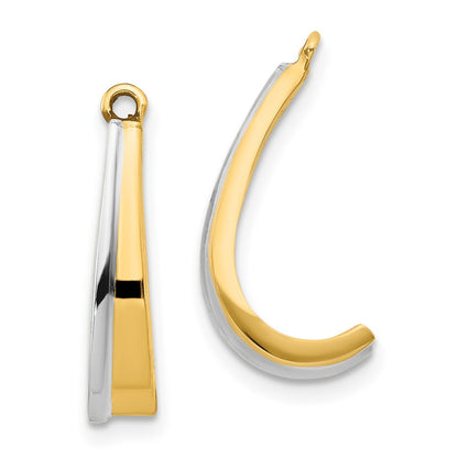 14K Yellow & Rhodium Polished J Hoop Earring Jackets