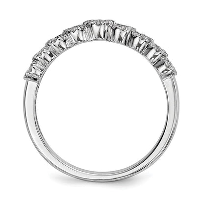 14k White Gold Real Diamond and Sapphire Polished Ring