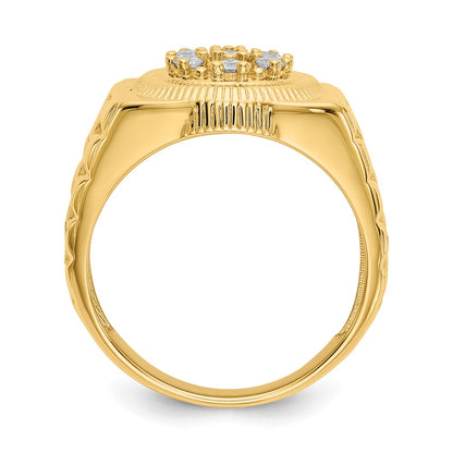 14K Yellow Gold AAA Real Diamond men's ring