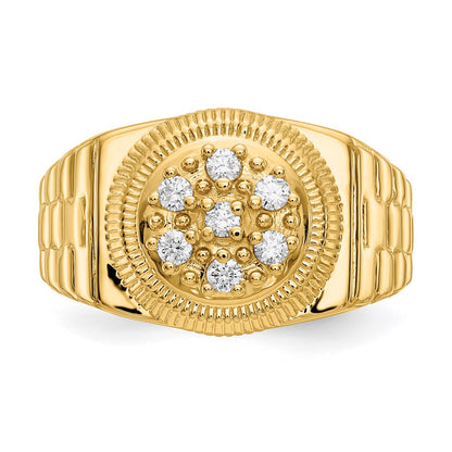 14K Yellow Gold AAA Real Diamond men's ring