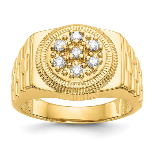 14K Yellow Gold AA Real Diamond men's ring