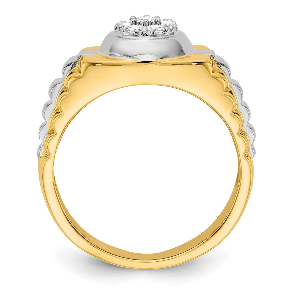 14k Two-Tone Gold AA Real Diamond men's ring