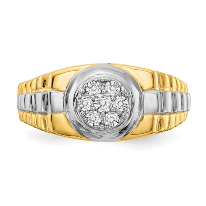 14k Two-Tone Gold AAA Real Diamond men's ring