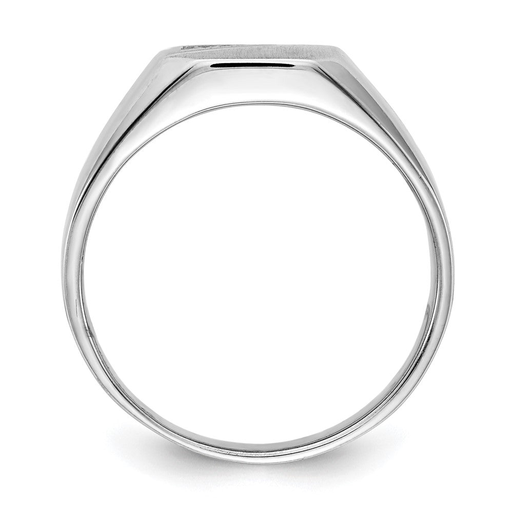 14K White Gold 9.0x10.0mm Open Back VS Real Diamond Signet Ring