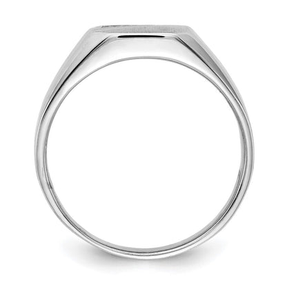 14K White Gold 9.0x10.0mm Open Back VS Real Diamond Signet Ring