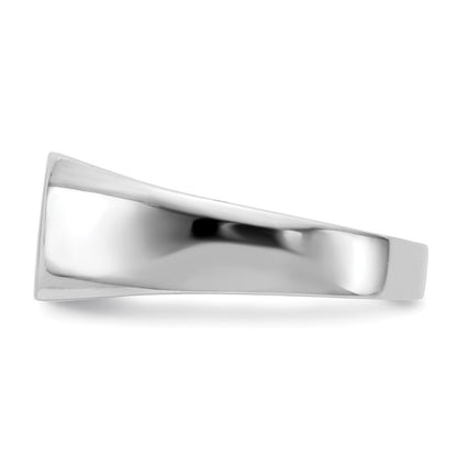 14K White Gold 9.0x10.0mm Open Back AA Real Diamond Signet Ring