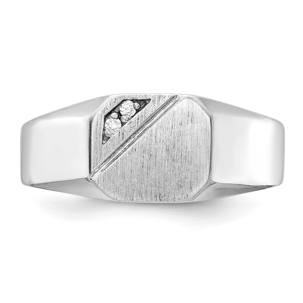 14K White Gold 9.0x10.0mm Open Back VS Real Diamond Signet Ring