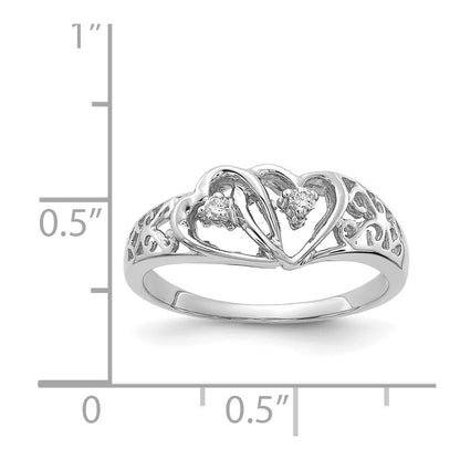 14k White Gold VS Real Diamond heart ring
