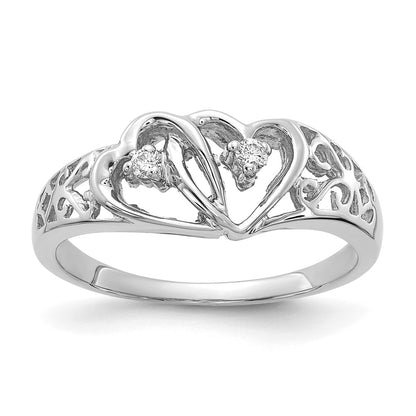 14k White Gold VS Real Diamond heart ring