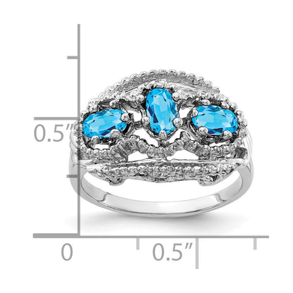14k White Gold 5x3mm Oval Blue Topaz ring
