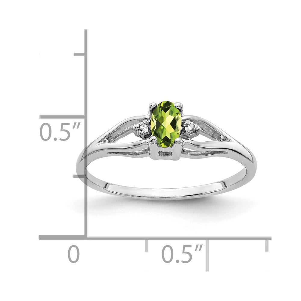 14K White Gold 5X3mm Oval Peridot Aaa Diamond Ring