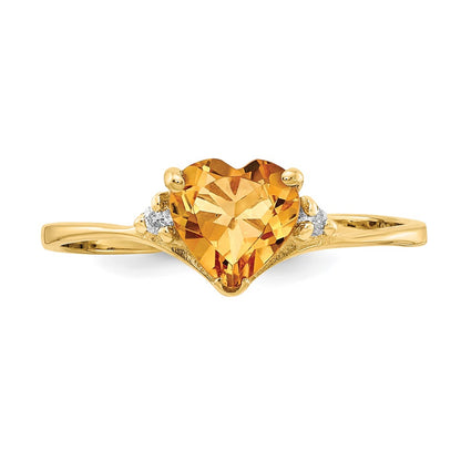 14K Yellow Gold Citrine Diamond Ring