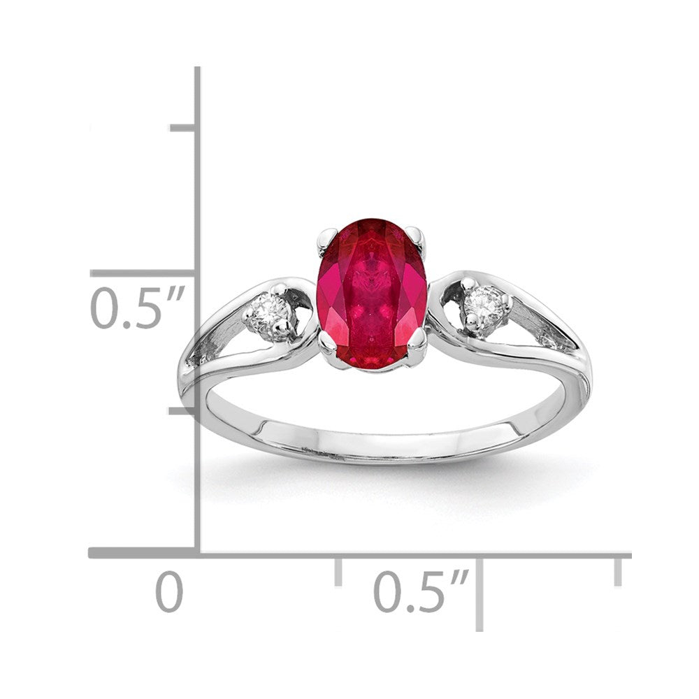 14k White Gold 7x5mm Oval Ruby AAA Real Diamond ring